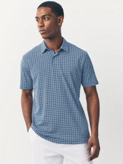 Blue marineblauw met geometrisch motief - Set van 3 jersey poloshirts met korte mouwen