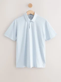 Blue marineblauw met geometrisch motief - Set van 3 jersey poloshirts met korte mouwen