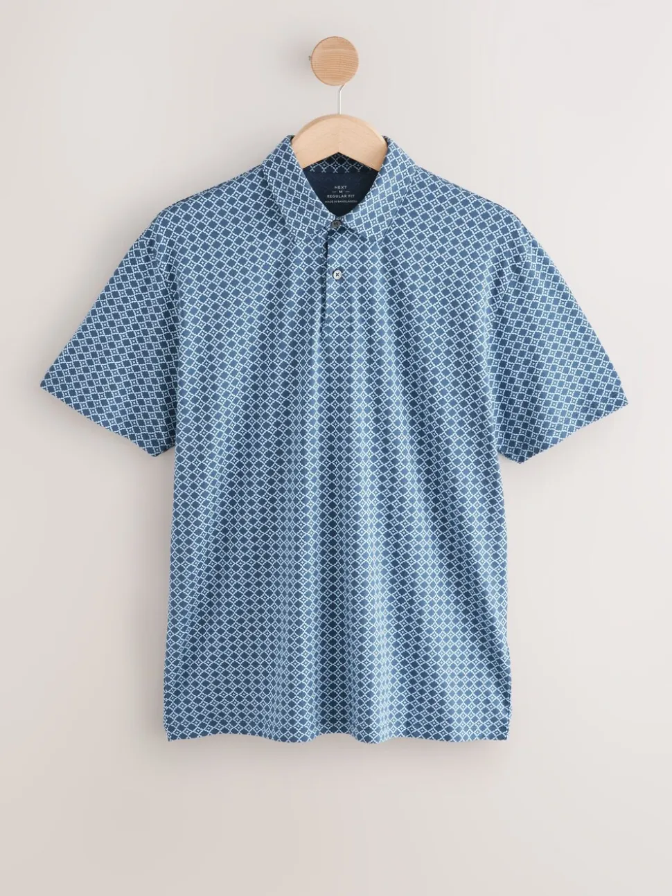 Blue marineblauw met geometrisch motief - Set van 3 jersey poloshirts met korte mouwen