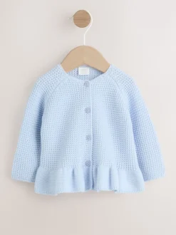 Blue Peplum - Gebreid babyvest (0 mnd- 2 jr)