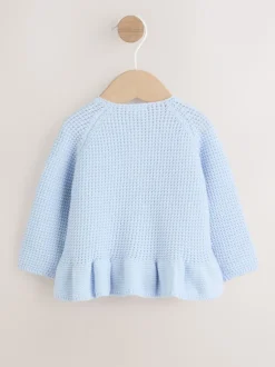 Blue Peplum - Gebreid babyvest (0 mnd- 2 jr)