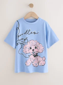 Blue Poodle - Oversized T-shirt met grafische print (3-16jr)