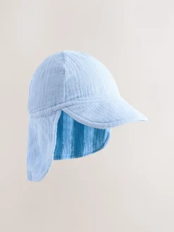 Blue Tonal Stripe - Legionnaire Baby Summer Hat (0mths-2yrs)