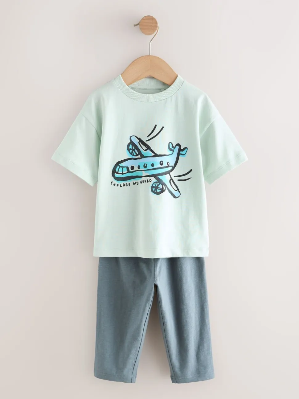 Blue/Black/White Vehicles - Set van 3 T-shirts met korte mouwen en joggingbroeken (3mnd -7jr)