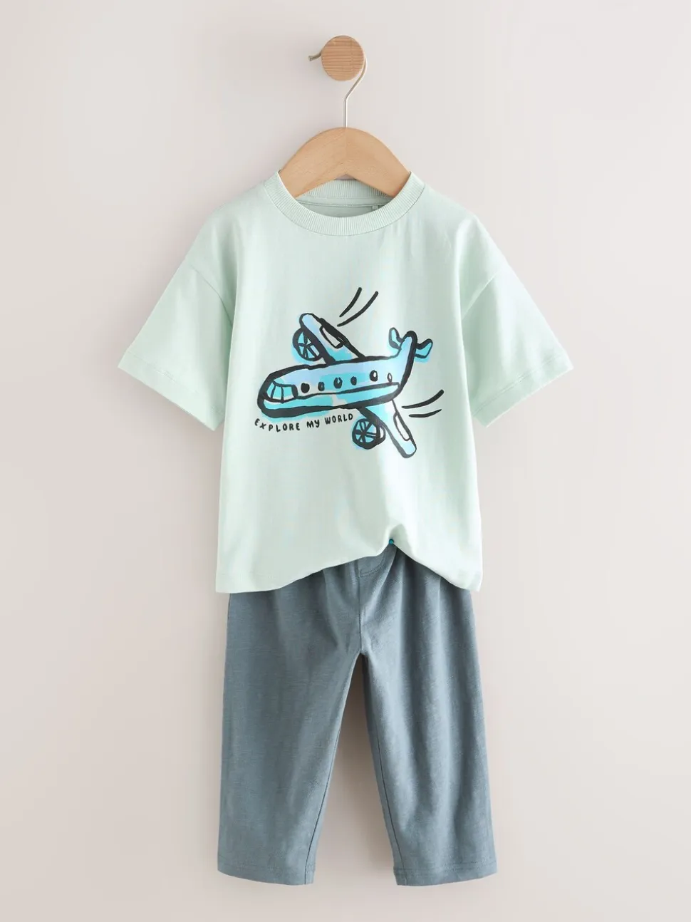 Blue/Black/White Vehicles - Set van 3 T-shirts met korte mouwen en joggingbroeken (3mnd -7jr)