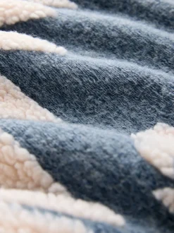 Blue/Ecru Geometric Matching Family - Zip Neck Printed Fleece