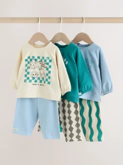 Blue/Green Milk Club - Baby Top & Leggings 6 Piece Set (0mths-3yrs)