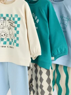 Blue/Green Milk Club - Baby Top & Leggings 6 Piece Set (0mths-3yrs)