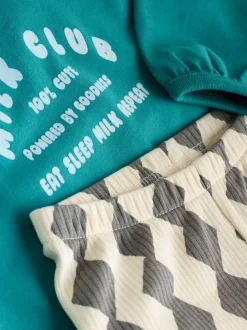 Blue/Green Milk Club - Baby Top & Leggings 6 Piece Set (0mths-3yrs)
