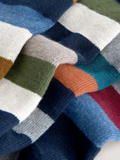 Blue/Green/Orange Rugby Stripe - Set van 4 paar dikke sokken