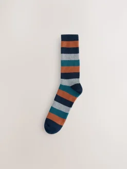 Blue/Green/Orange Rugby Stripe - Set van 4 paar dikke sokken