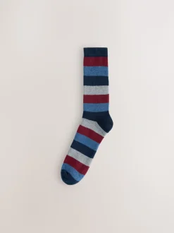 Blue/Green/Orange Rugby Stripe - Set van 4 paar dikke sokken