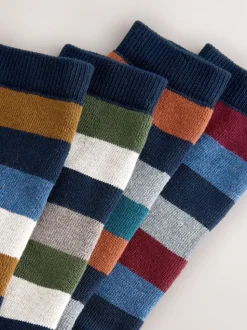 Blue/Green/Orange Rugby Stripe - Set van 4 paar dikke sokken