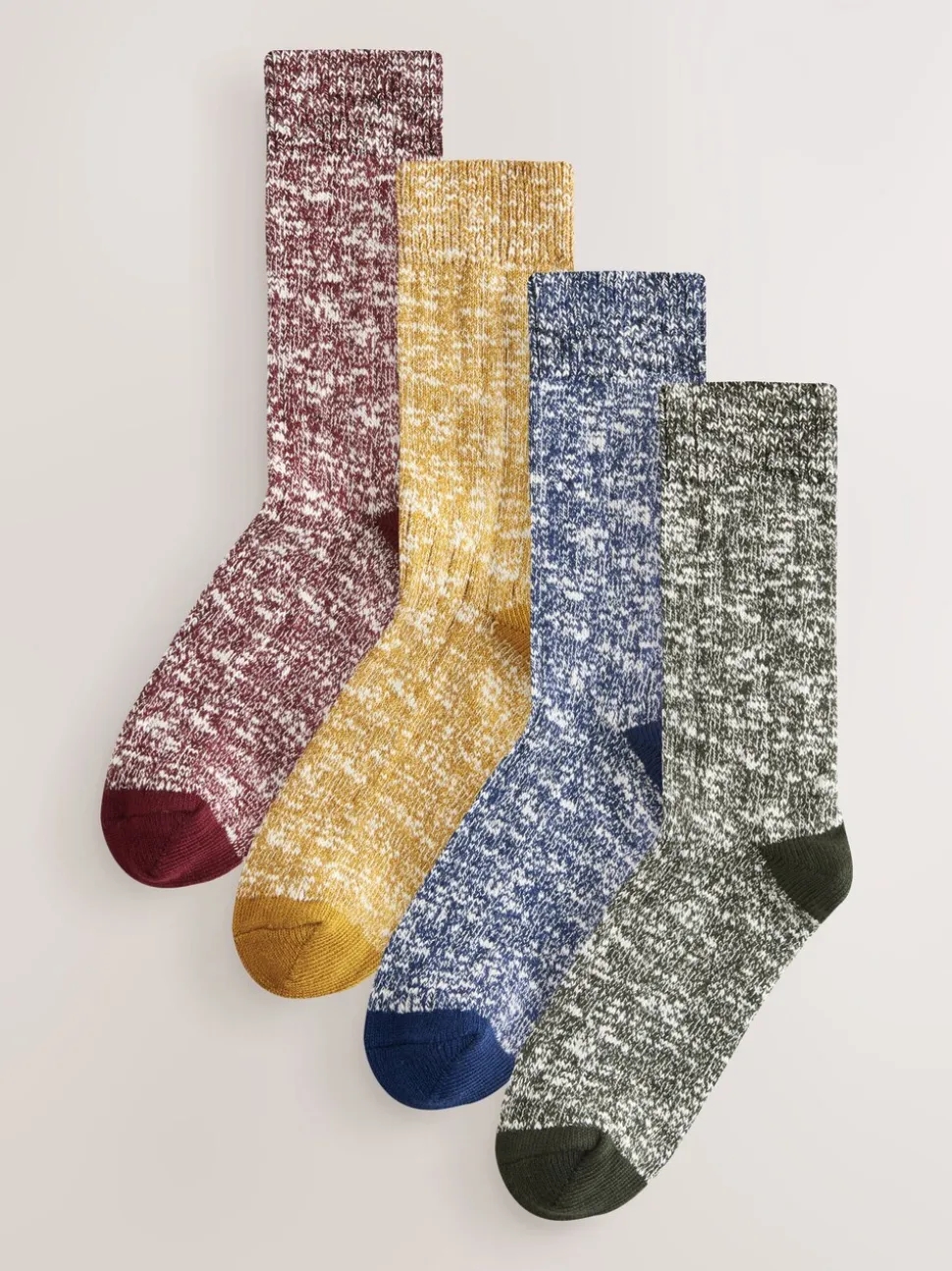 Blue/Green/Red/Yellow Twisted - Set van 4 paar dikke sokken