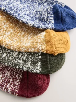 Blue/Green/Red/Yellow Twisted - Set van 4 paar dikke sokken