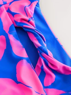 Blue/Pink Floral Print - Bikini met lange mouwen (3-16 jr)