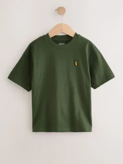 Blue/Rust/Khaki/Black - Verpakking van 4 ruimvallende T-shirts met korte mouwen (3-16jr)