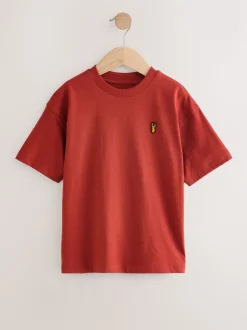 Blue/Rust/Khaki/Black - Verpakking van 4 ruimvallende T-shirts met korte mouwen (3-16jr)