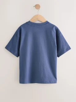 Blue/Rust/Khaki/Black - Verpakking van 4 ruimvallende T-shirts met korte mouwen (3-16jr)