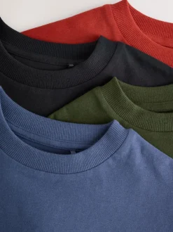 Blue/Rust/Khaki/Black - Verpakking van 4 ruimvallende T-shirts met korte mouwen (3-16jr)
