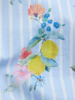 Blue/White Stripe Floral - Short Sleeve Cotton Dress (3mths-8yrs)
