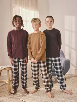 Bordeaux Rood/Bruin - Verpakking van 3 geweven geruite pyjama's (3-16 jr)