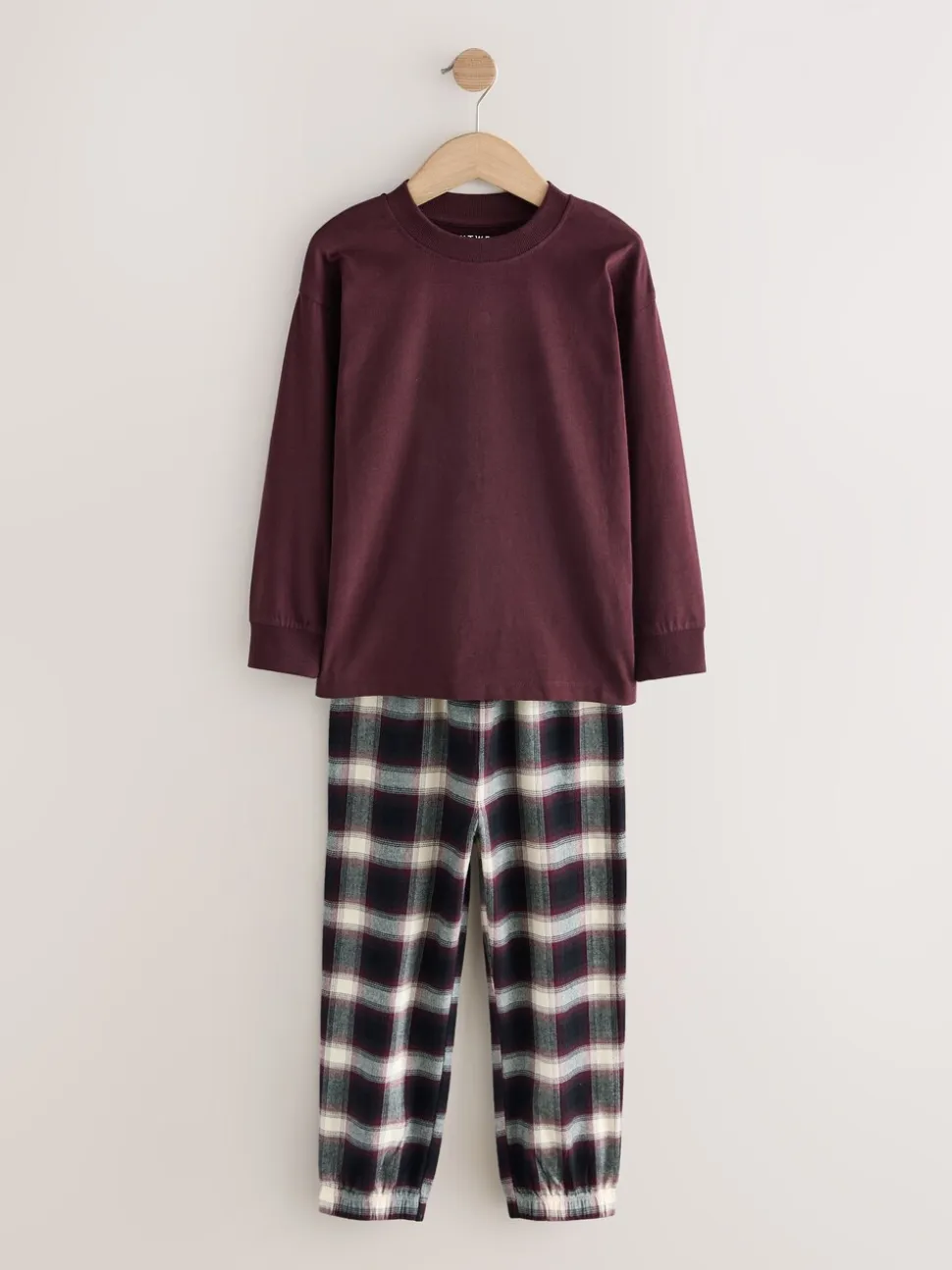 Bordeaux Rood/Bruin - Verpakking van 3 geweven geruite pyjama's (3-16 jr)
