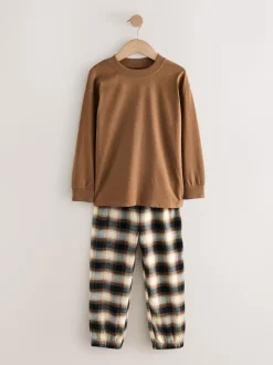 Bordeaux Rood/Bruin - Verpakking van 3 geweven geruite pyjama's (3-16 jr)