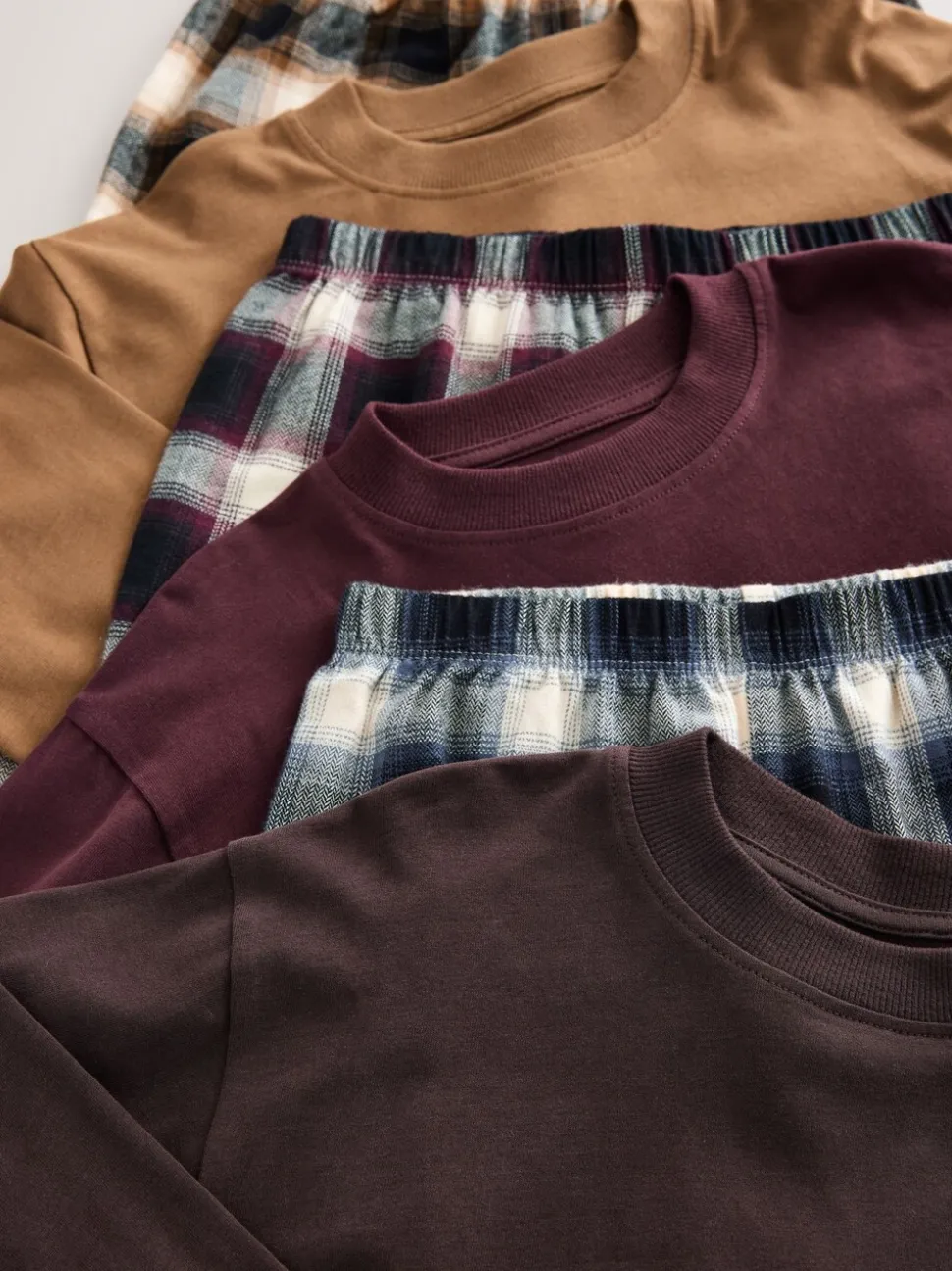 Bordeaux Rood/Bruin - Verpakking van 3 geweven geruite pyjama's (3-16 jr)