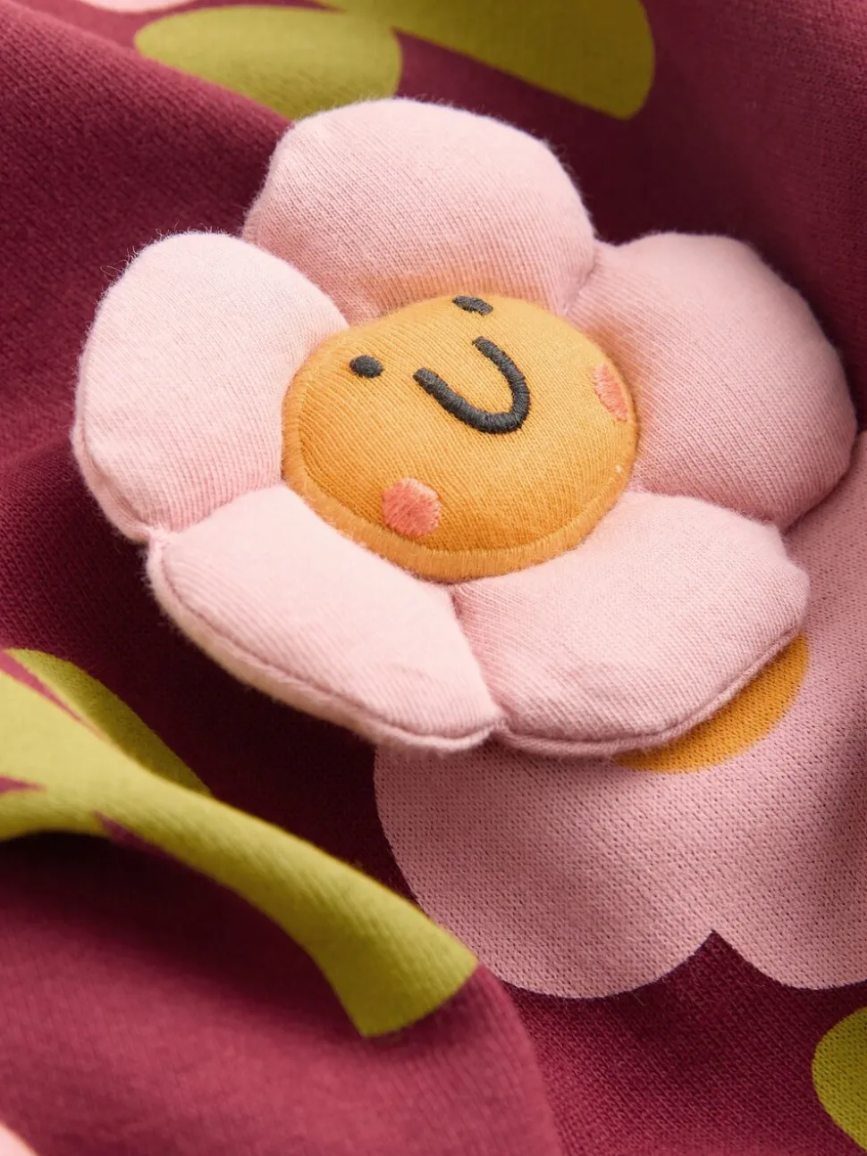 Bordeauxrode Smiley Bloemenprint - Sweatshirt met ronde hals (3 mnd-7 jr)