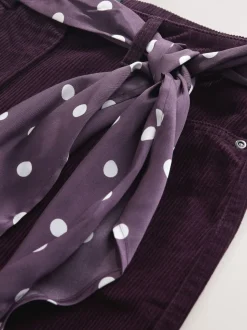 Bordeauxrood - Cord Wide Leg Trousers With Scarf