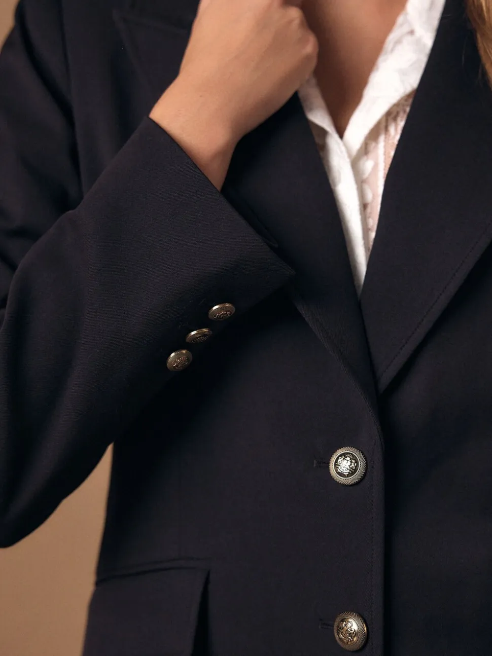 Bordeauxrood - Fitted Single Breasted Blazer