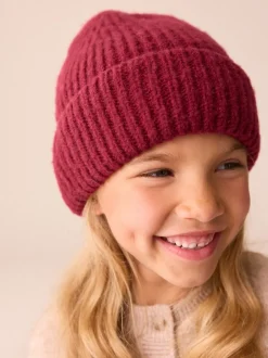 Bordeauxrood - Fluffy beanie-muts (1-16jr)