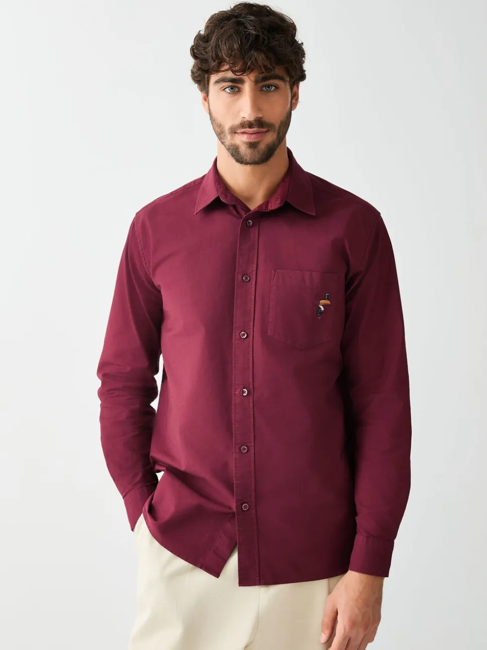 Bordeauxrood - Guinness Oxford Long Sleeve Shirt