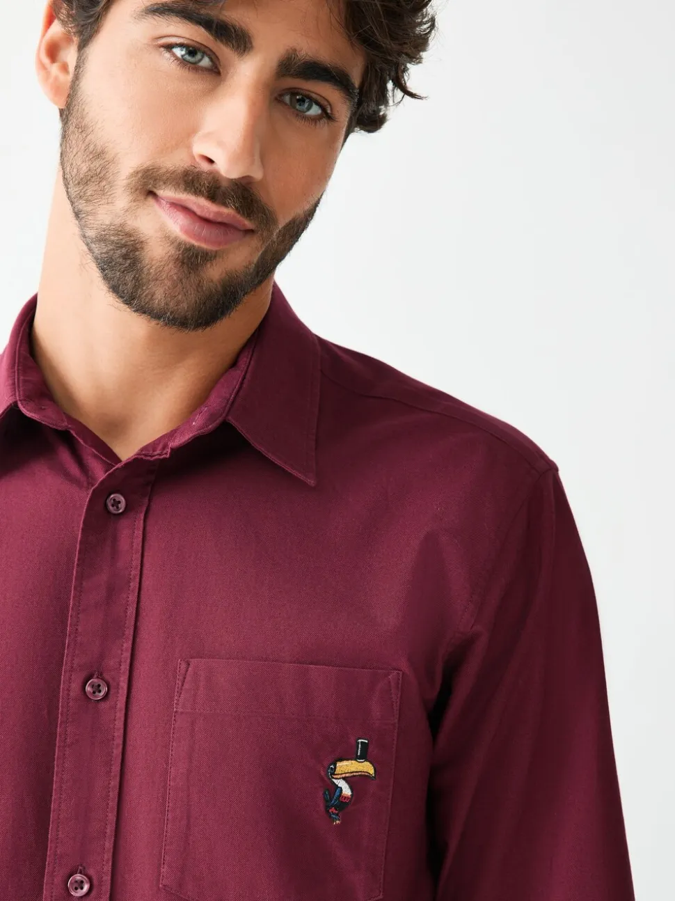 Bordeauxrood - Guinness Oxford Long Sleeve Shirt