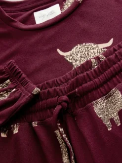 Bordeauxrood - Hamish The Highland Cow Behaaglijke Pyjama's met Lange mouwen
