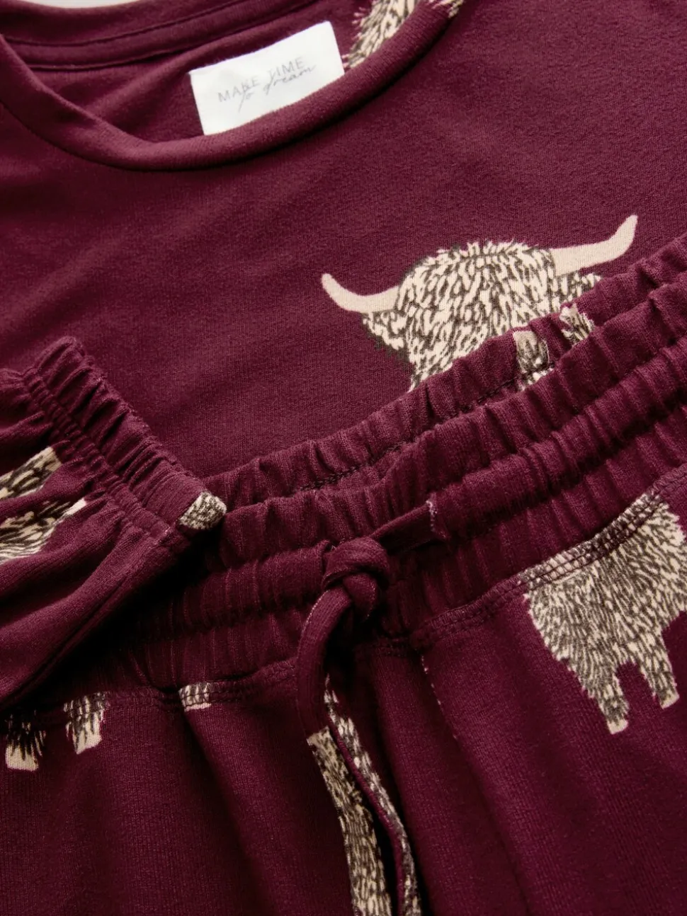 Bordeauxrood - Hamish The Highland Cow Behaaglijke Pyjama's met Lange mouwen