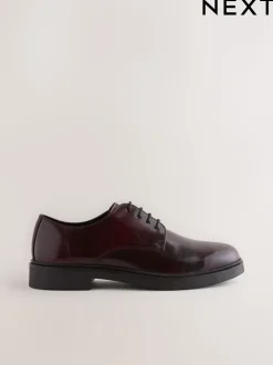 Bordeauxrood - Hi-Shine Leather Derby Shoes