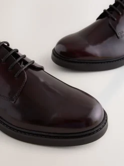 Bordeauxrood - Hi-Shine Leather Derby Shoes