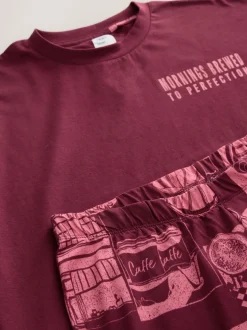 Bordeauxrood - Katoenen pyjama met korte mouw
