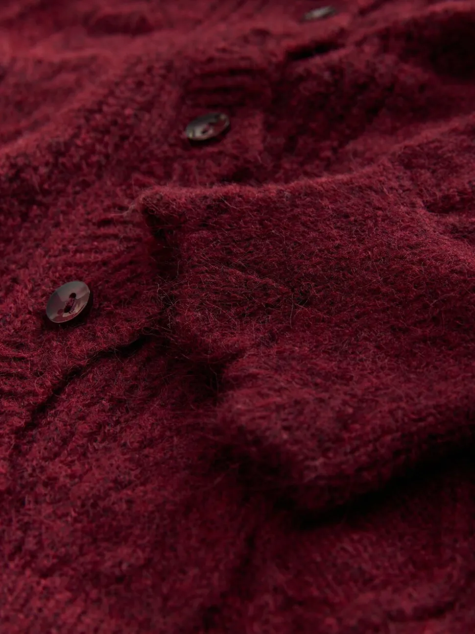 Bordeauxrood - Laura Ashley Pointelle Button Through Scallop Cardigan With A Touch Of Wool