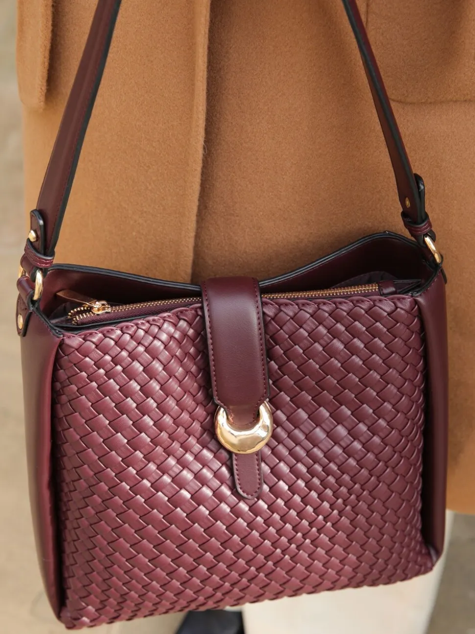 Bordeauxrood - Luella Grey Taupe Flora Weave Hobo Bag