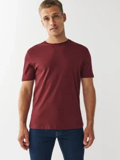 Bordeauxrood - Normale Pasvorm - Essentieel katoenen T-shirt met ronde hals