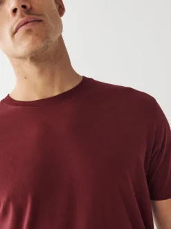 Bordeauxrood - Normale Pasvorm - Essentieel katoenen T-shirt met ronde hals