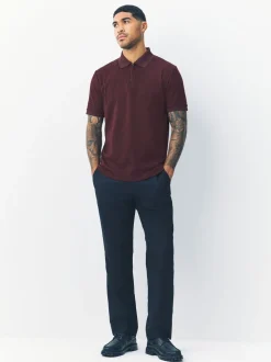 Bordeauxrood - Normale Pasvorm - Net jacquard poloshirt
