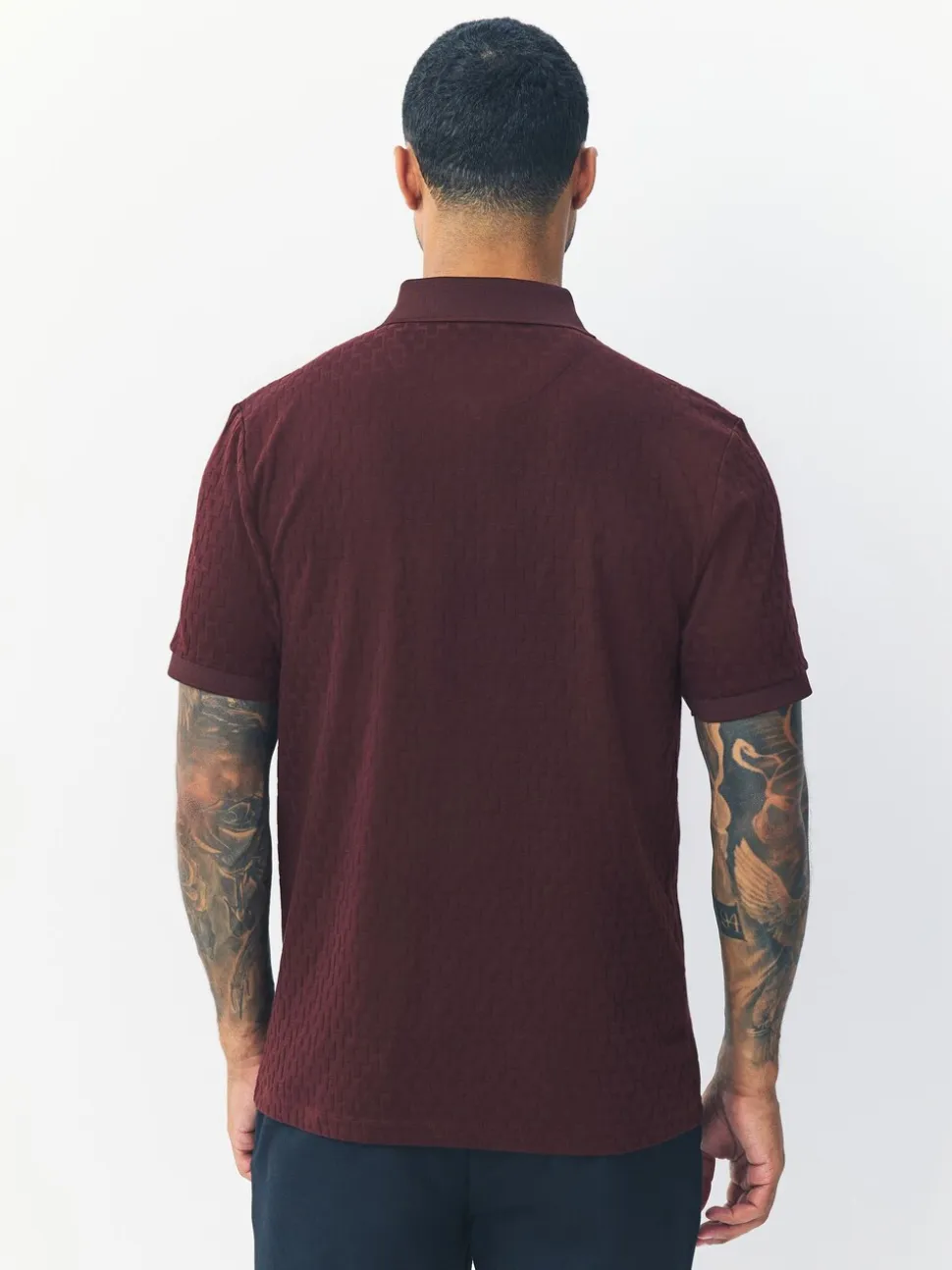 Bordeauxrood - Normale Pasvorm - Net jacquard poloshirt