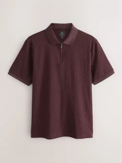 Bordeauxrood - Normale Pasvorm - Net jacquard poloshirt