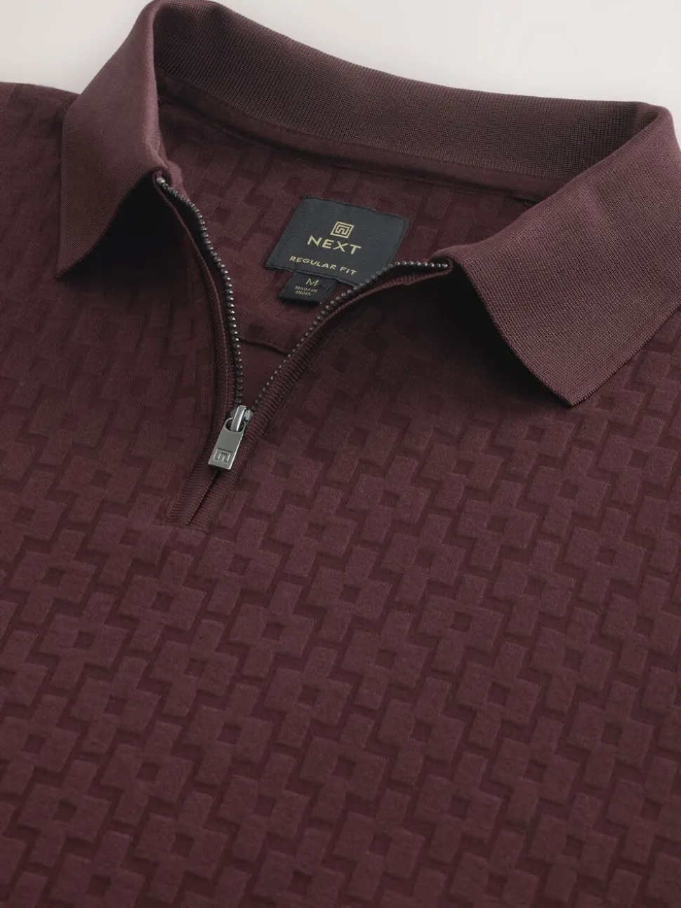 Bordeauxrood - Normale Pasvorm - Net jacquard poloshirt
