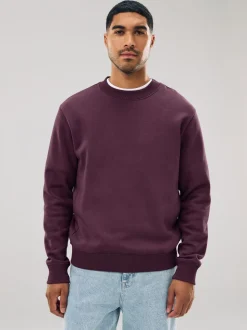 Bordeauxrood - Normale Pasvorm - Heavyweight Cotton Rich Crew Neck Sweatshirt