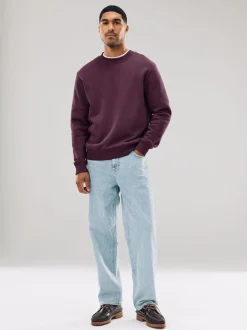 Bordeauxrood - Normale Pasvorm - Heavyweight Cotton Rich Crew Neck Sweatshirt
